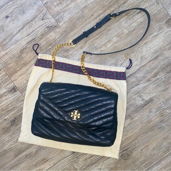 Tory Burch Handbags - Black Tory Burch Crossbody Chevron Shoulder Bag - FREE McGraw Bucket BONUS BAG!!